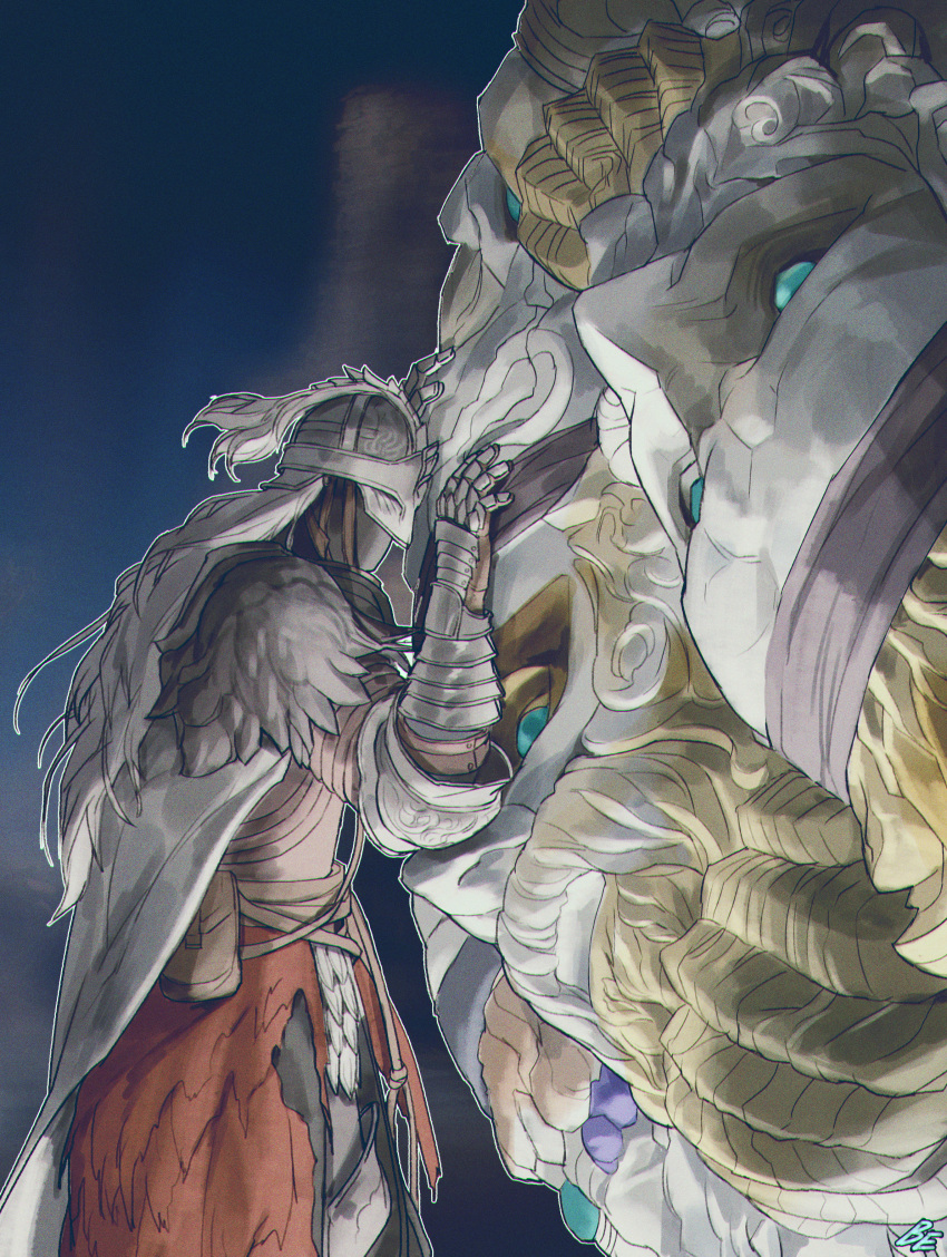 1other, absurdres, ambiguous_gender, armor, bag, belt, bloody_wolf_(elden_ring), blurry