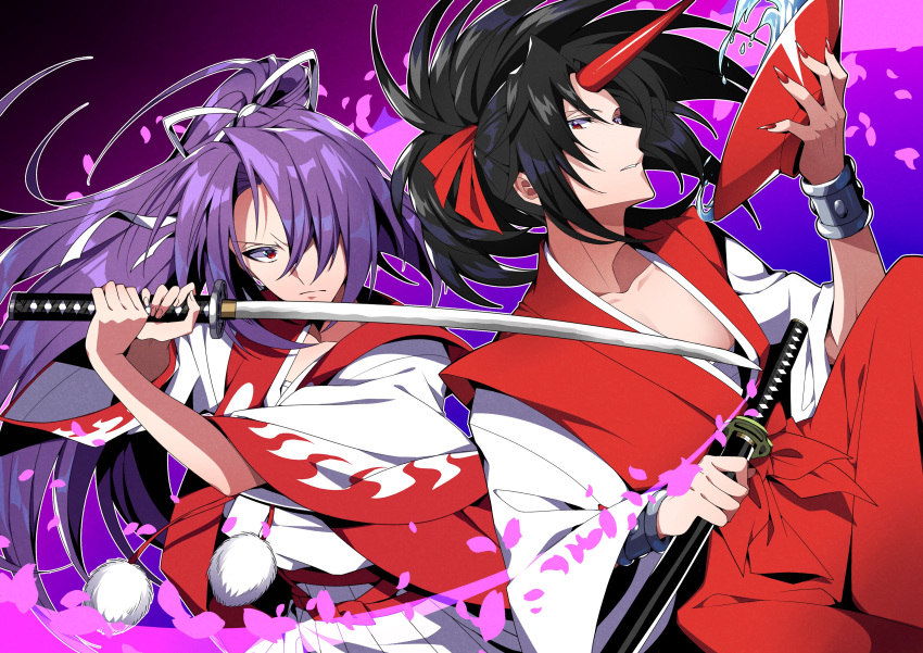 2girls, absurdres, alcohol, bangs, black_hair, collarbone, commentary_request, cuffs