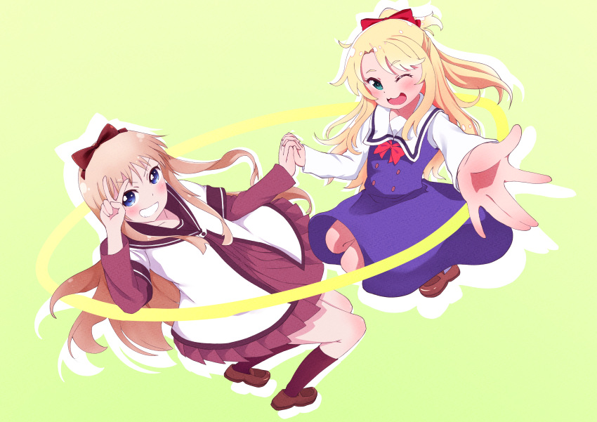 :3, absurdres, blonde_hair, comic_yuri_hime, crossover, green_eyes, highres, himesaka_noa