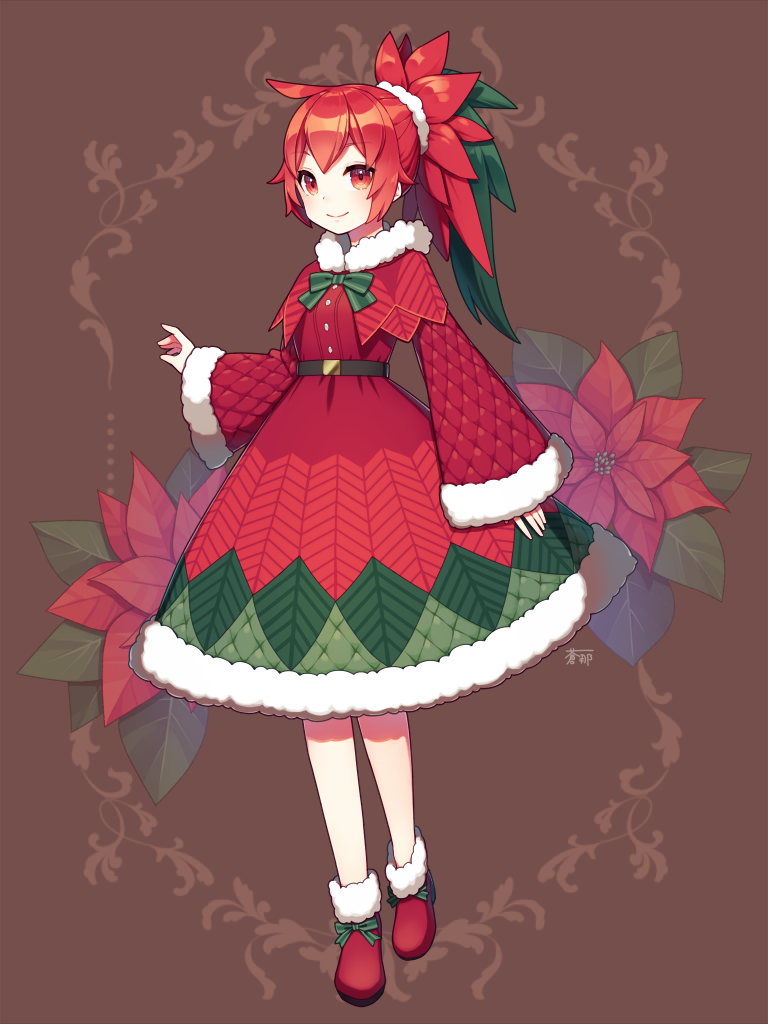 1girl, aona_(noraneko), belt, blush, boots, bow, capelet, closed_mouth