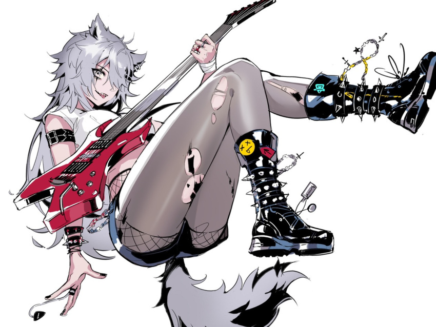 1girl, alternate_costume, animal_ears, arknights, arm_strap, ass, bandaged_arm, bandages