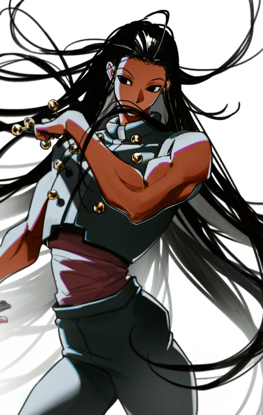 1boy, absurdres, biceps, black_eyes, black_hair, contrapposto, cowboy_shot, cropped_jacket