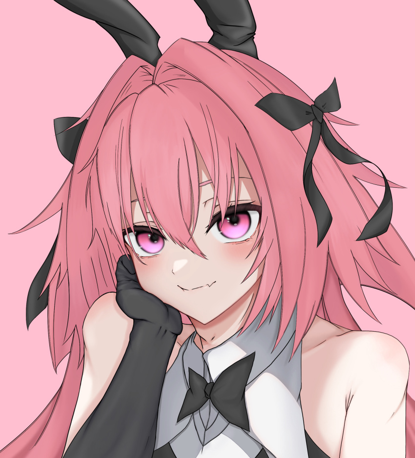 1boy, astolfo_(fate), astolfo_(saber)_(fate), black_gloves, blush, bow, bowtie, braid