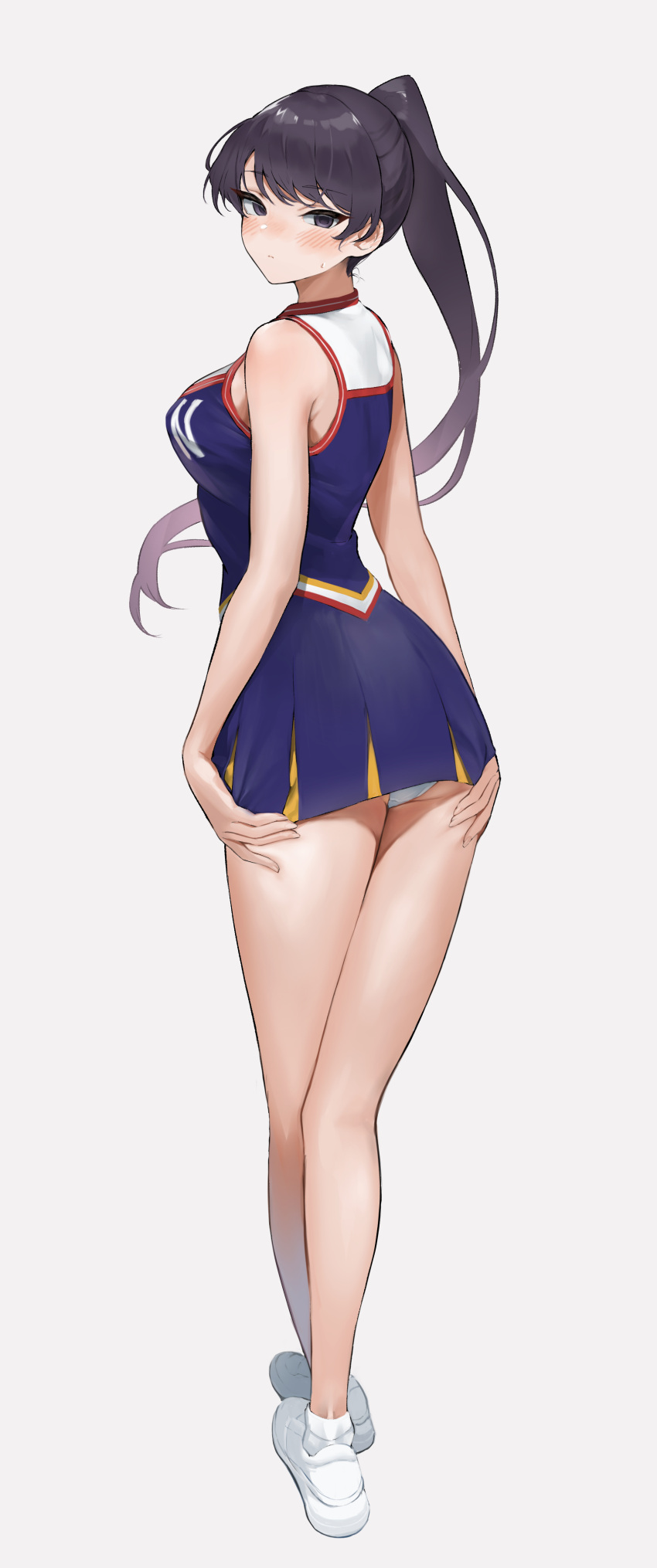 1girl, absurdres, alternate_costume, ass, bangs, bare_legs, black_eyes, black_hair