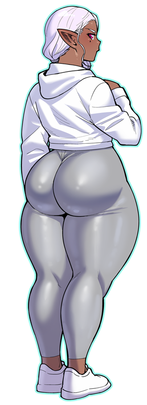 1girl, ass, dark-skinned_female, dark_elf, dark_skin, elf, elf-san_wa_yaserarenai., hip_focus