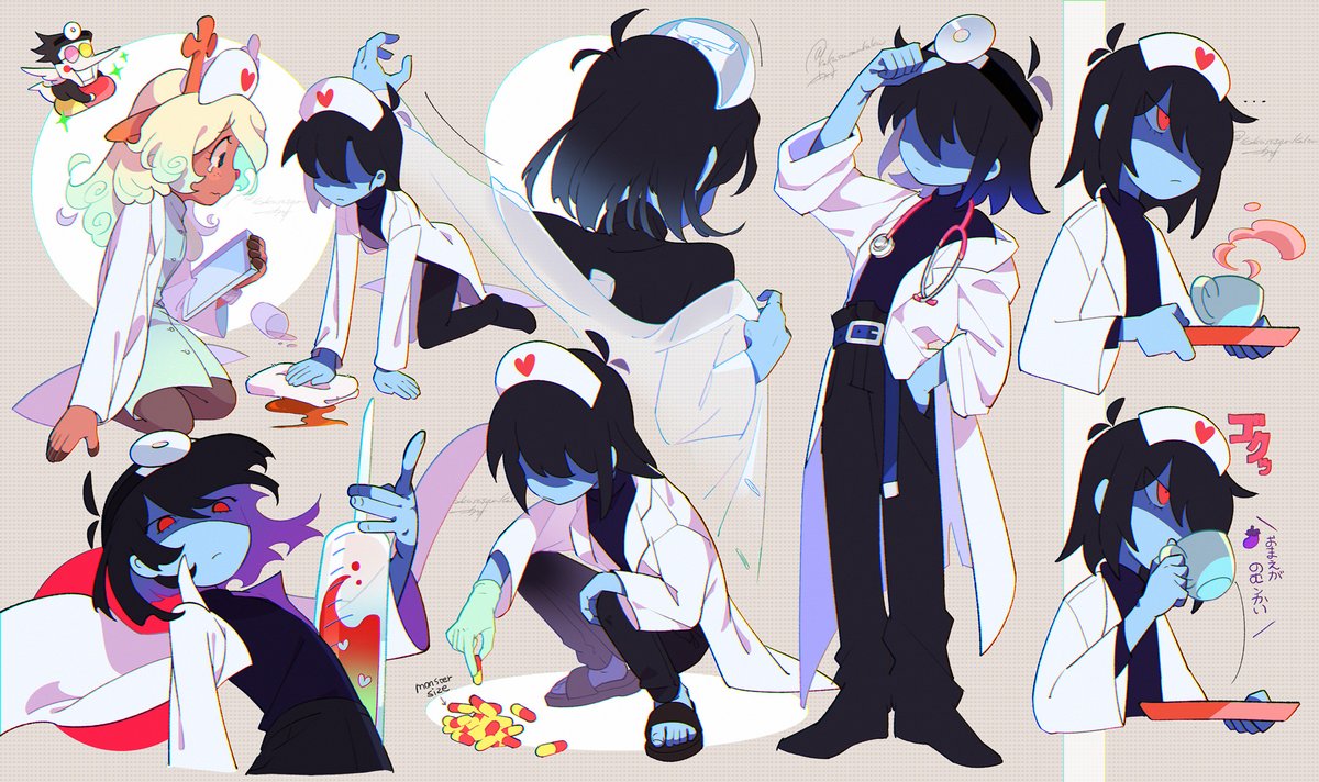 1boy, 1girl, 1other, alternate_costume, animal_ears, black_coat, black_hair, blonde_hair