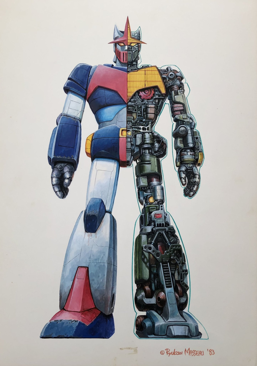 1983, govarian, highres, looking_at_viewer, mecha, official_art, open_hands, psycho_armor_govarian