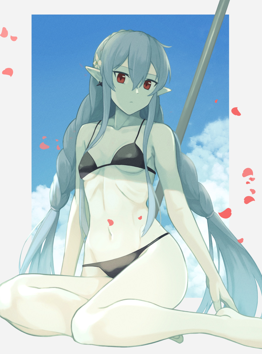 1girl, absurdres, arknights, bangs, bare_arms, bare_legs, bare_shoulders, barefoot
