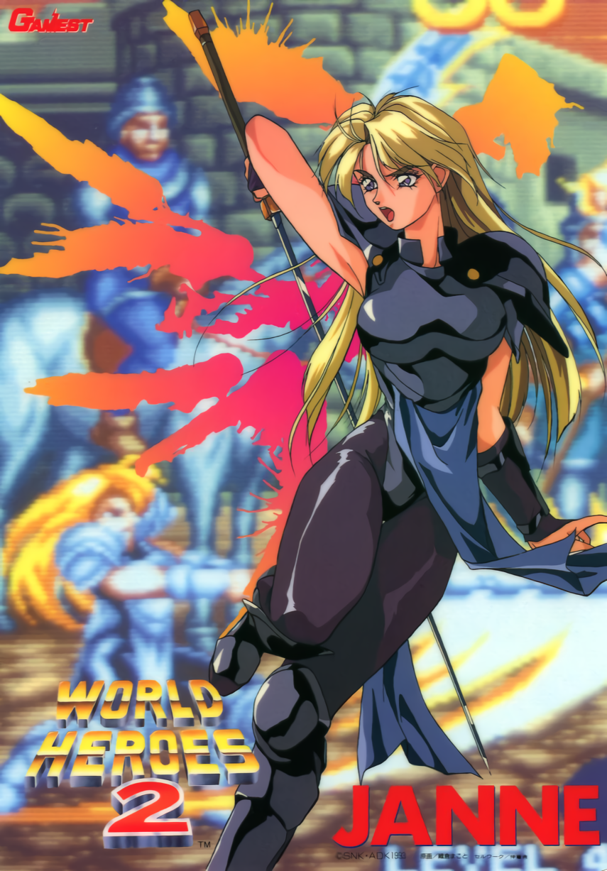 1girl, arm_up, armor, armored_boots, blonde_hair, blue_eyes, boots, character_name