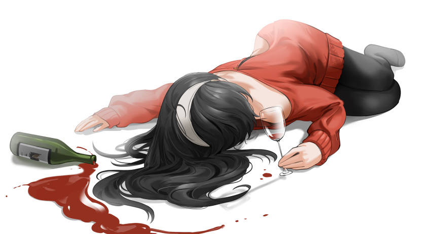 1girl, absurdres, back_cutout, bangs, bare_shoulders, black_hair, black_legwear, clothing_cutout