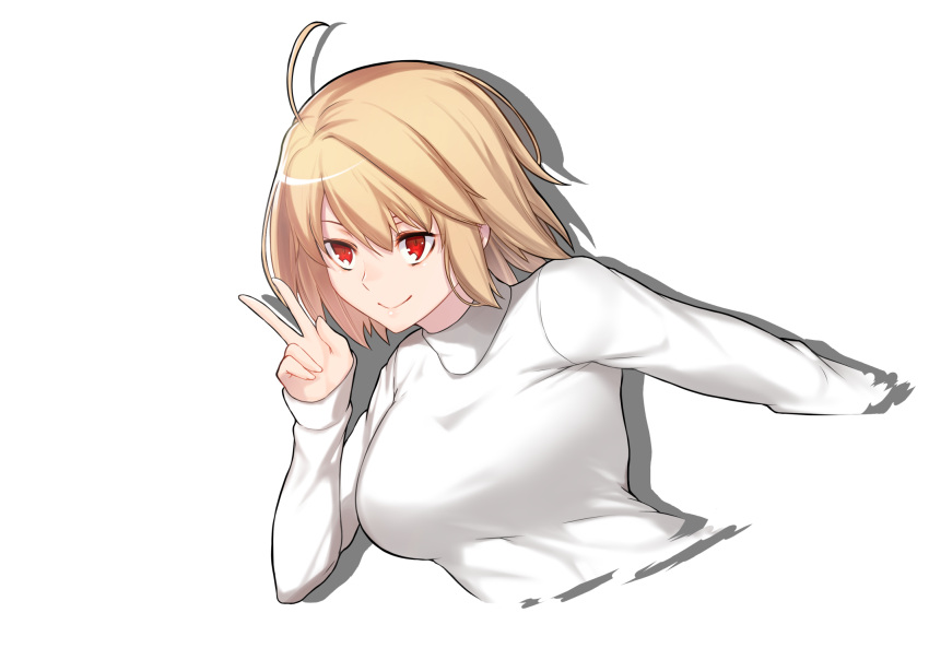 1girl, ahoge, arcueid_brunestud, aster_crowley, bangs, blonde_hair, breasts, eyebrows_behind_hair