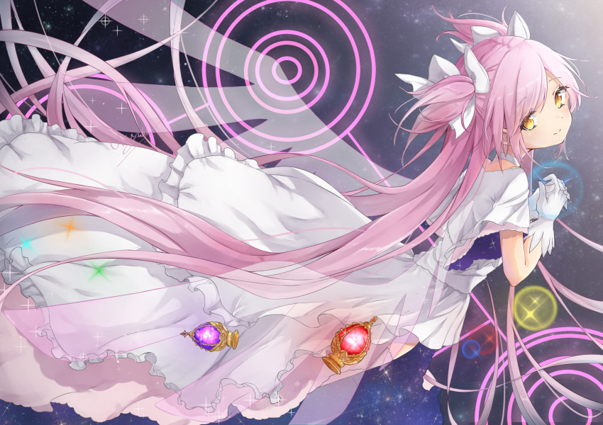 1girl, absurdly_long_hair, bow, choker, commentary_request, dot_nose, dress, eyebrows_visible_through_hair