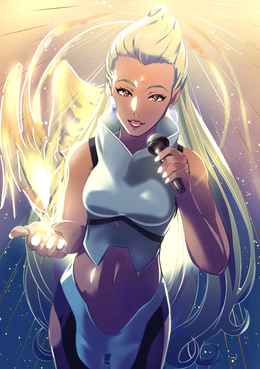 1girl, achrocide, blonde_hair, breasts, brown_eyes, carole_&amp;_tuesday, crystal_(carole_&amp;_tuesday), dark-skinned_female