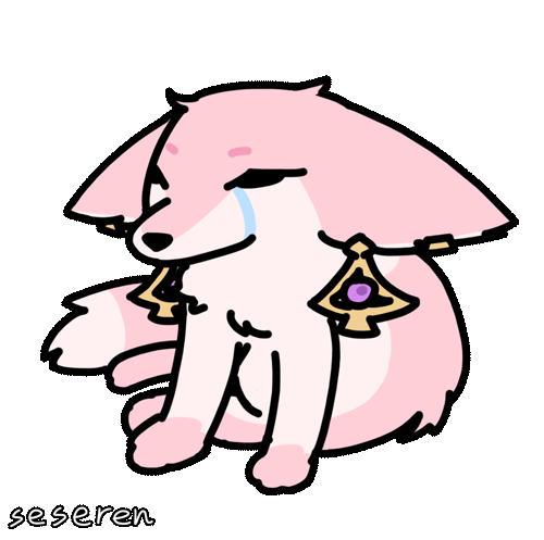animated, animated_gif, artist_name, cheemsburger_(doge), chinese_commentary, commentary_request, crying, fox, genshin_impact, lowres, meme, no_humans, seseren, tears, transparent_background, yae_miko, yae_miko_(fox)