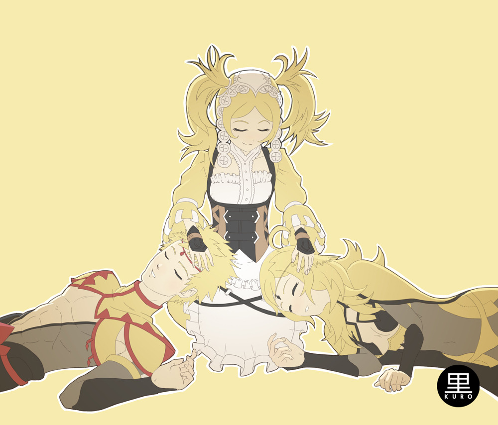 abs, blonde_hair, bodystocking, bridal_gauntlets, circlet, covered_navel, family, father_and_daughter