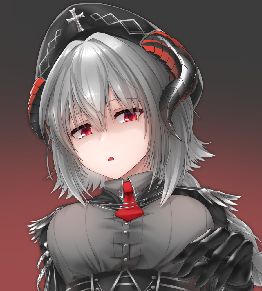 1girl, azur_lane, bangs, black_gloves, black_headwear, braid, braided_ponytail, breasts