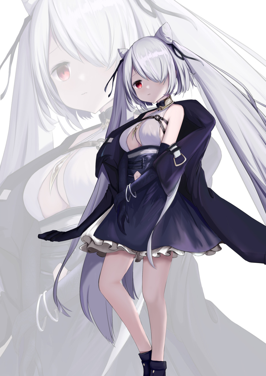 1girl, absurdres, azur_lane, black_footwear, breasts, dress, feet_out_of_frame, from_below