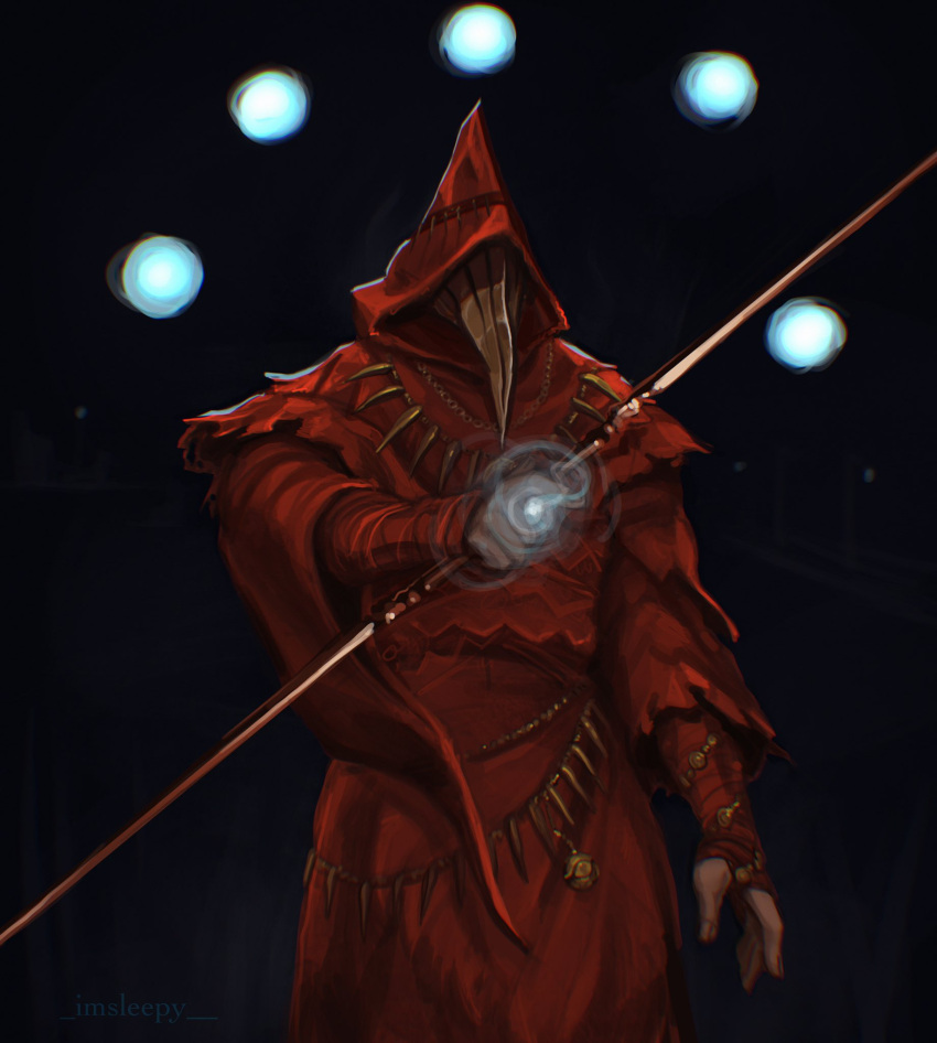 1boy, dark_souls_(series), dark_souls_i, fingerless_gloves, gloves, highres, holding, holding_weapon