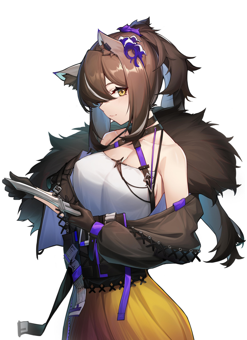 1girl, absurdres, animal_ear_fluff, animal_ears, arknights, bangs, bare_shoulders, breasts