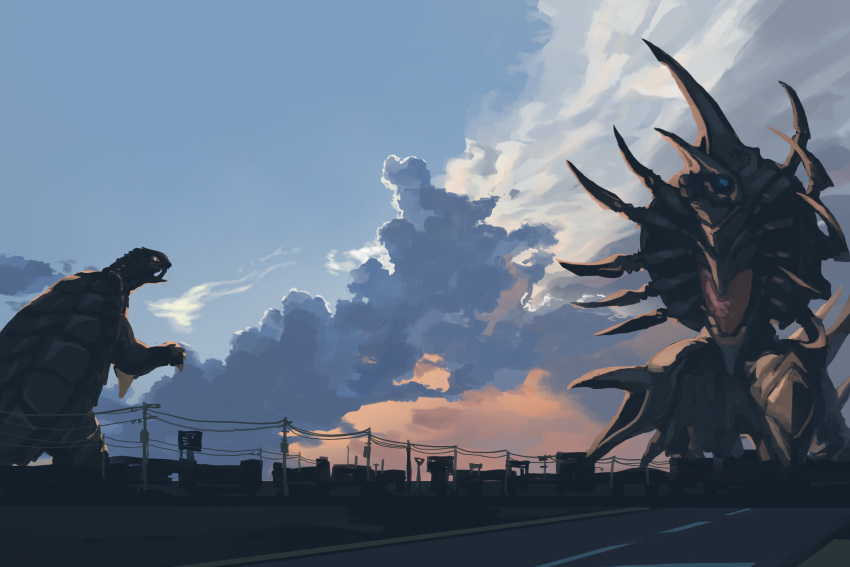 blue_eyes, claws, gamera, gamera_(series), highres, horns, kaijuu, legion_(gamera)