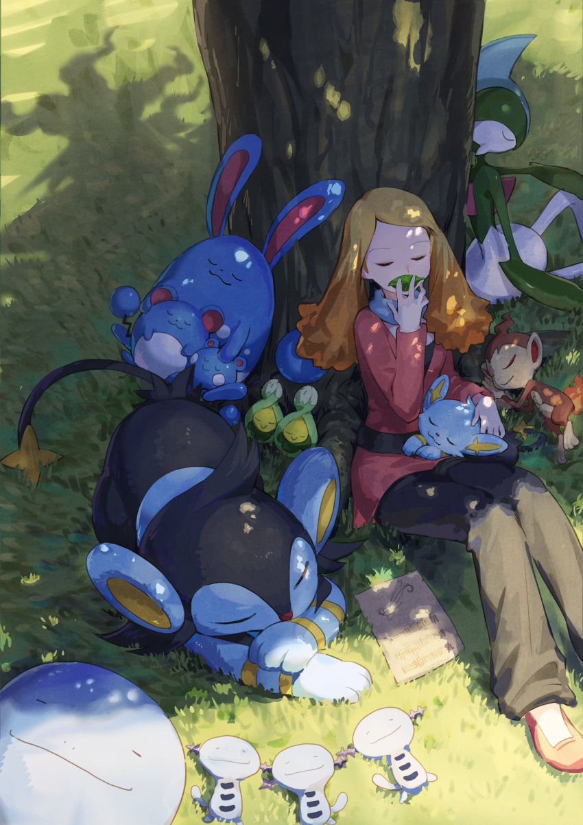 1girl, absurdres, alice_(pokemon), azumarill, azurill, belt, black_belt, black_pants