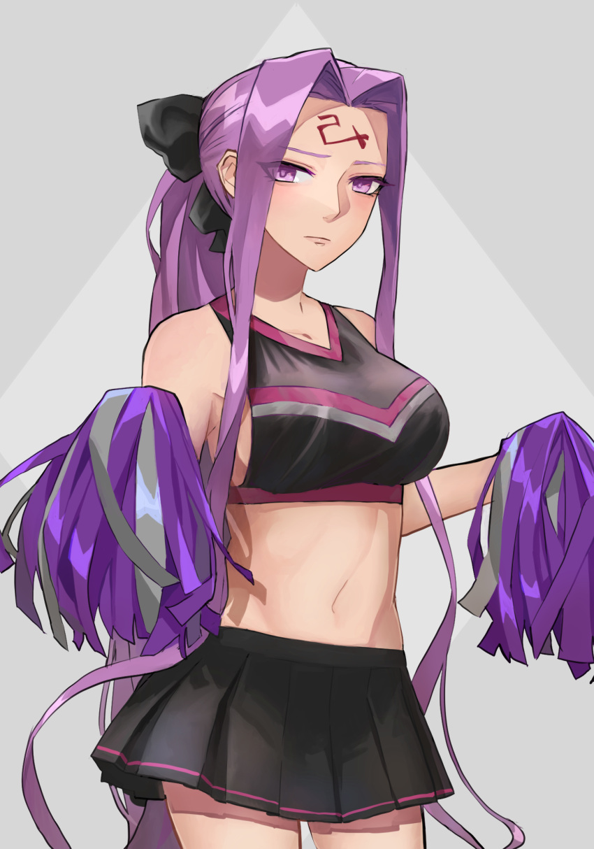 1girl, alternate_costume, belly, cheerleader, facial_mark, fate_(series), forehead, forehead_mark