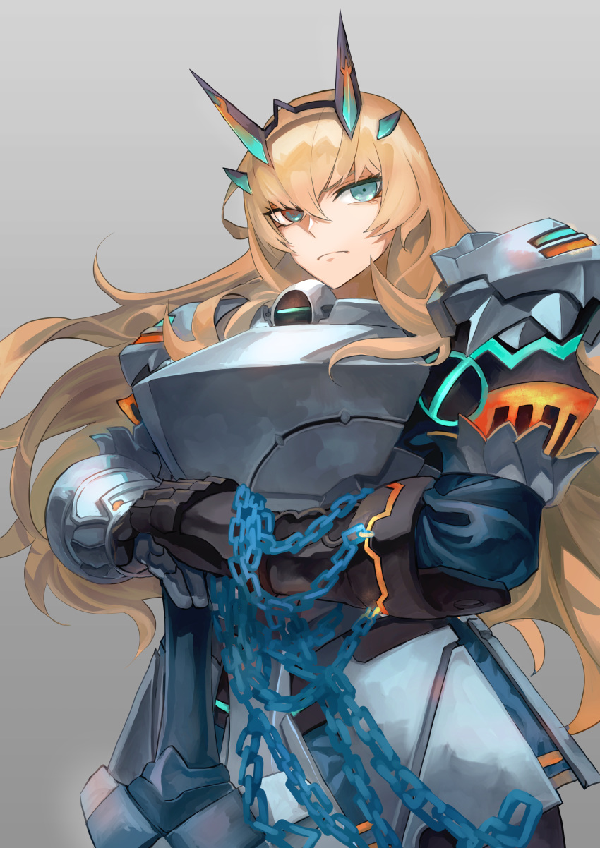 1girl, absurdres, armor, blonde_hair, chain, excalibur_galatine_(fate), fairy_knight_gawain_(fate), fairy_knight_gawain_(first_ascension)_(fate)