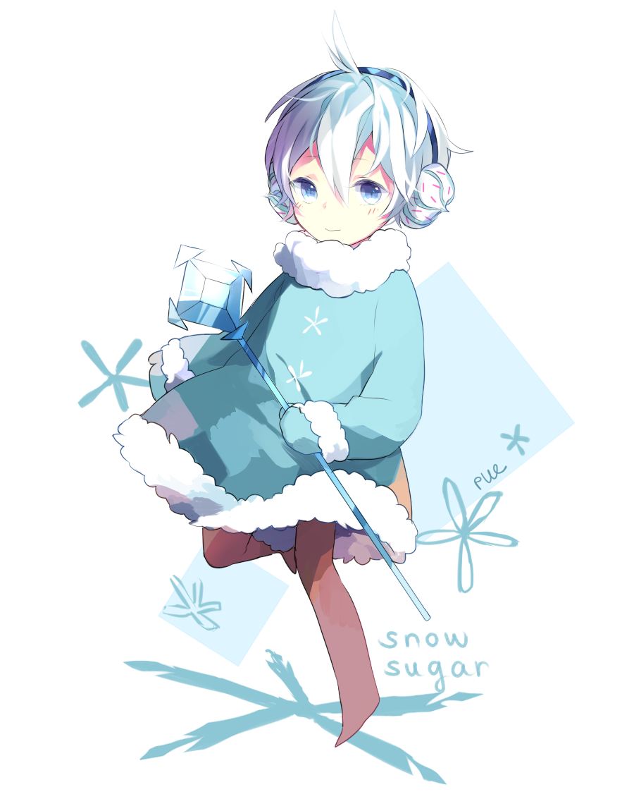1other, androgynous, artist_request, bangs, blue_dress, blush, cookie_run, dress