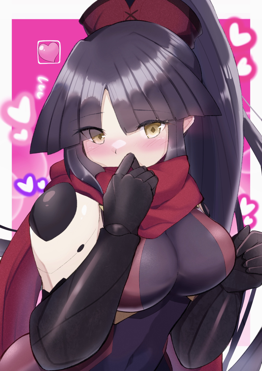1girl, absurdres, black_hair, blush, breasts, covering_mouth, fate/grand_order, fate_(series)
