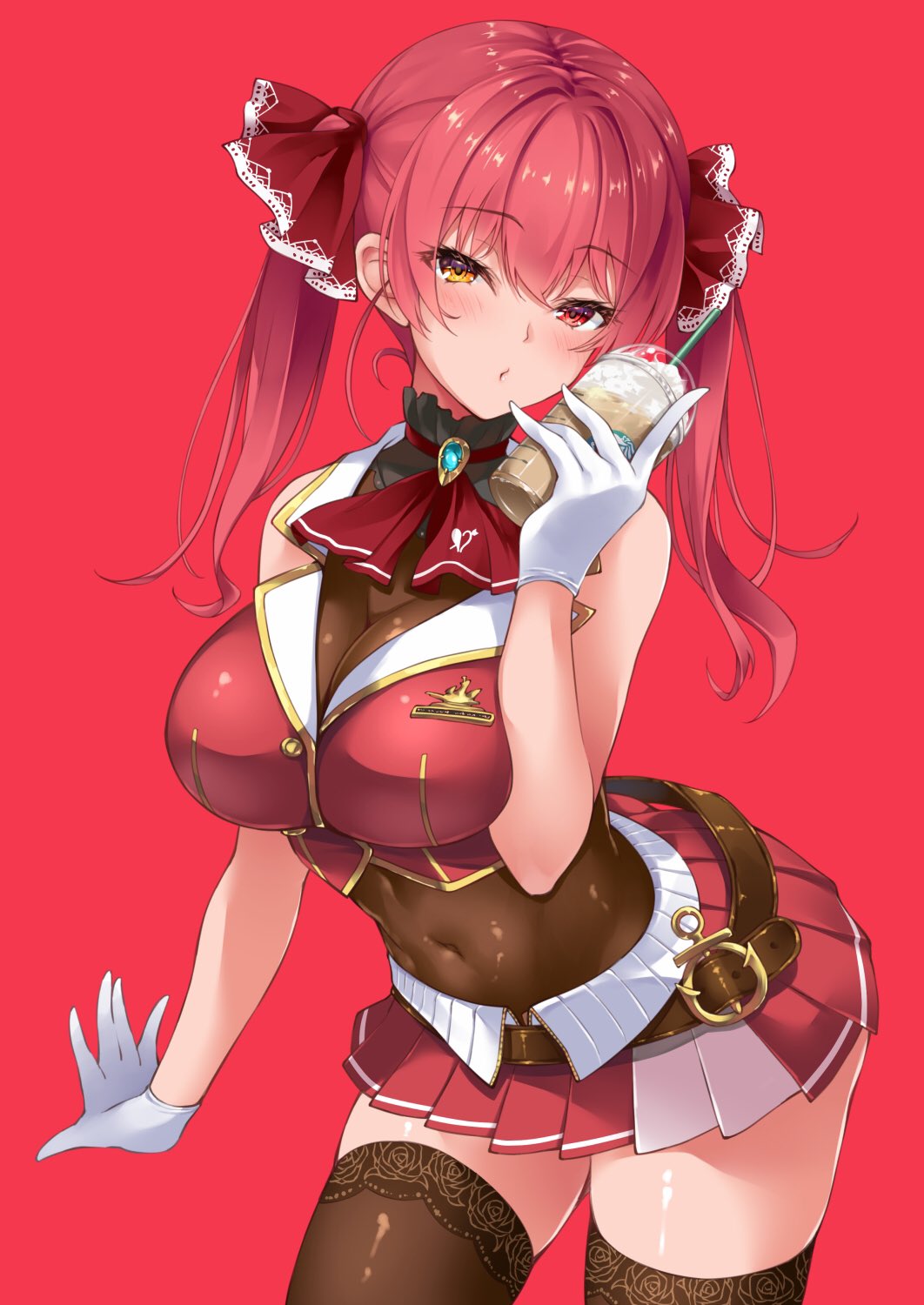 1girl, bangs, bare_shoulders, blush, breasts, eyebrows_visible_through_hair, gloves, hair_ribbon