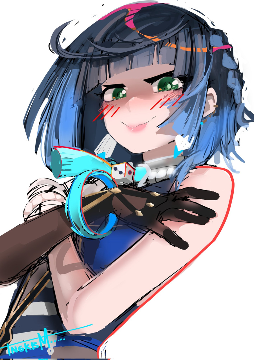 1girl, bangs, blue_hair, blunt_bangs, blush, dice, genshin_impact, gloves