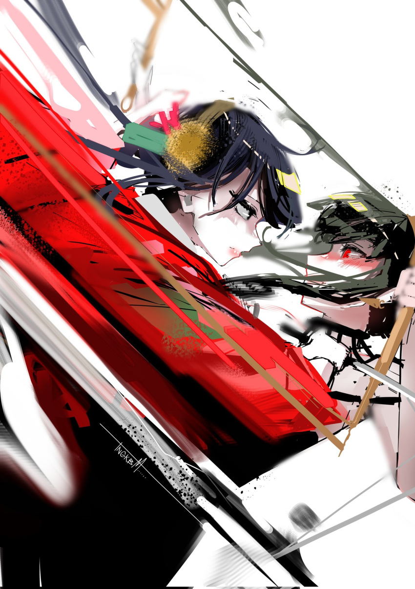 2girls, action, black_eyes, black_hair, blush, highres, komi-san_wa_komyushou_desu, komi_shouko