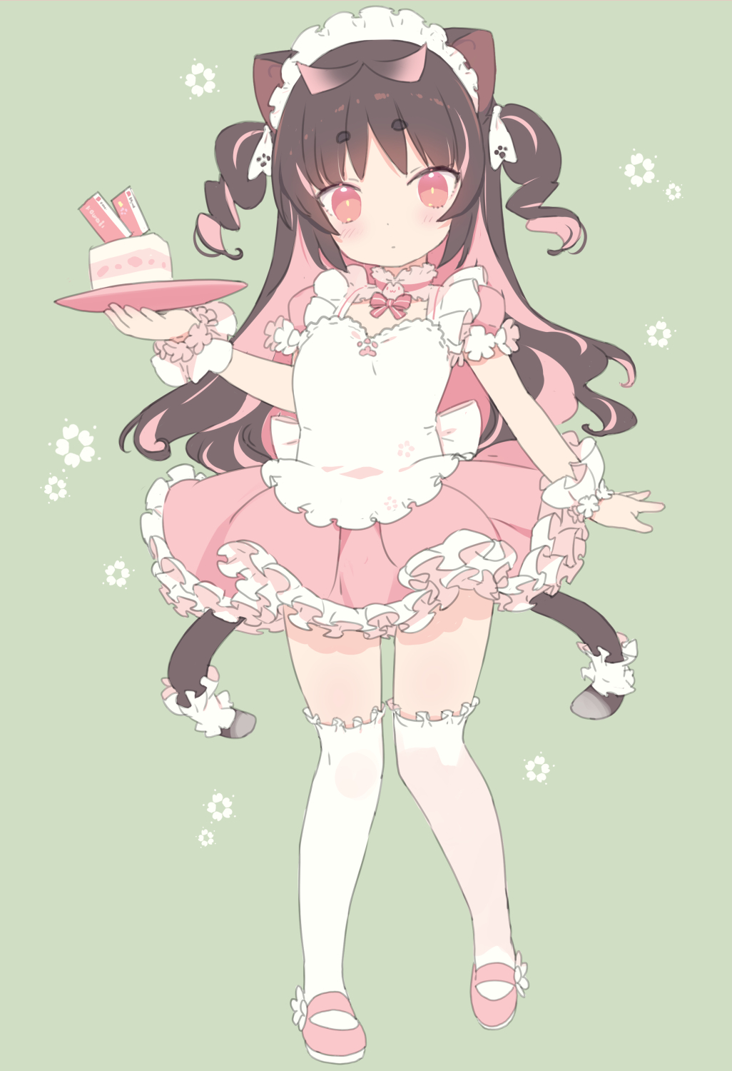 1girl, alternate_costume, animal_ears, apron, bangs, black_hair, blade_(galaxist), blush