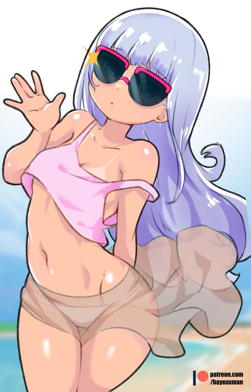 1girl, aharen-san_wa_hakarenai, aharen_reina, bayeuxman, beach, bikini, breasts, cowboy_shot