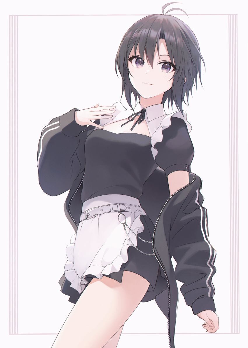 a1001047591, absurdres, alternate_costume, antenna_hair, apron, bangs, belted_skirt, black_dress