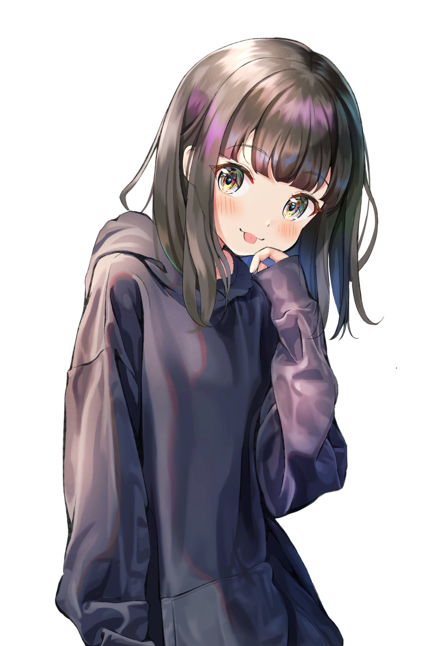 1girl, absurdres, bangs, black_hair, black_hoodie, blunt_bangs, blush, closed_mouth