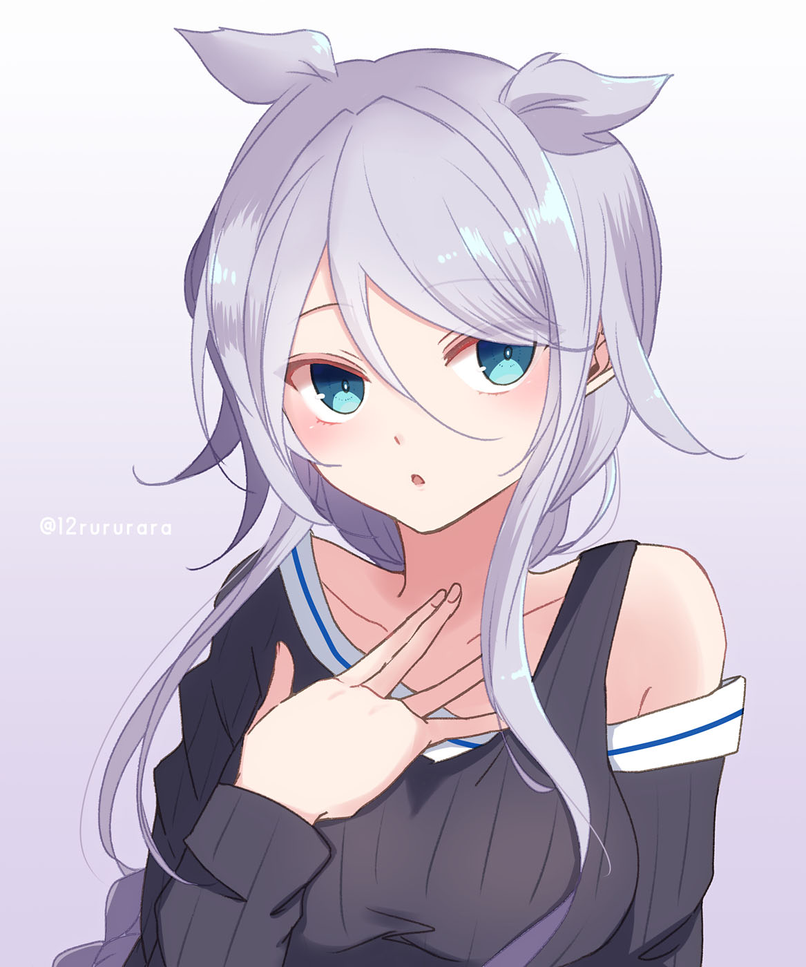 1girl, blue_eyes, blush, braid, collarbone, gradient, gradient_background, hair_flaps
