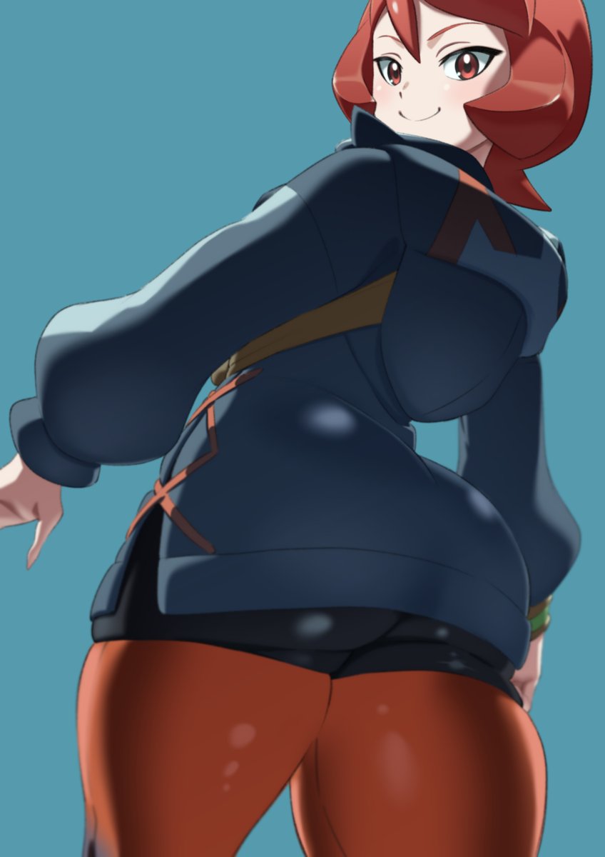 arezu_(pokemon), armband, ass, ass_focus, behind_back, brown_bag, cowlick, diamond_clan_outfit