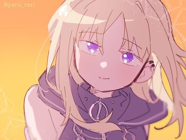 1girl, bangs, blonde_hair, button_nose, chain, ear_piercing, eyebrows_visible_through_hair, gradient