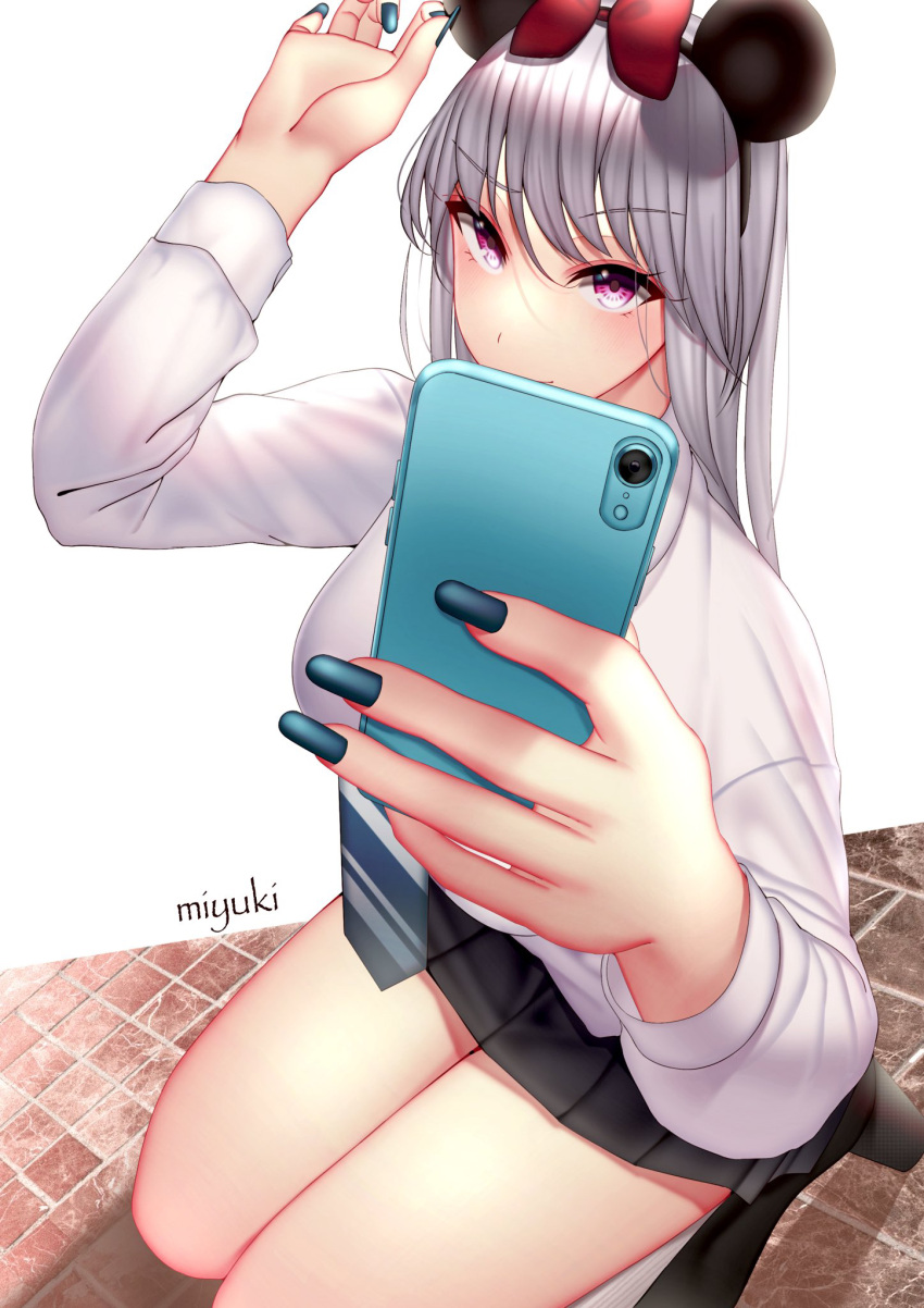 1girl, azur_lane, blue_necktie, bow, enterprise_(azur_lane), highres, long_hair, looking_at_viewer