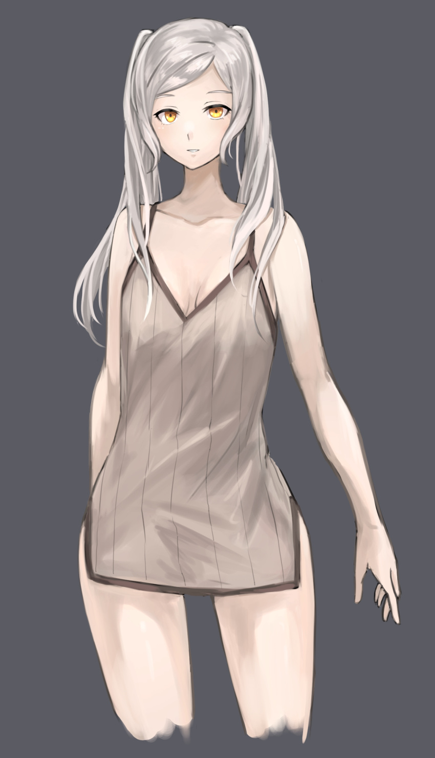 1girl, absurdres, bare_shoulders, breasts, collarbone, cropped_legs, fire_emblem, grey_hair