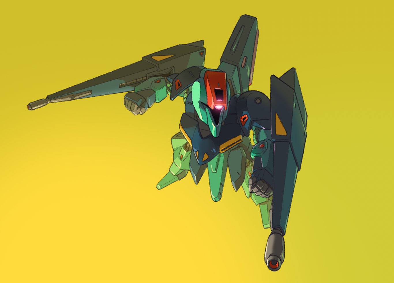 arm_cannon, clenched_hands, english_commentary, evan_palmer, flying, gaplant, glowing, glowing_eye