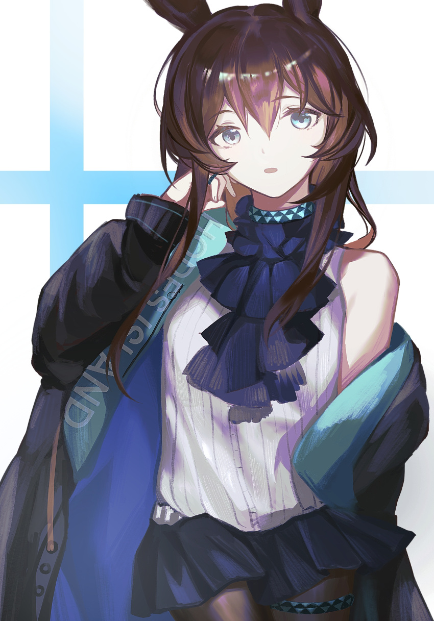 1girl, :o, amiya_(arknights), animal_ears, annnnq, arknights, ascot, bangs