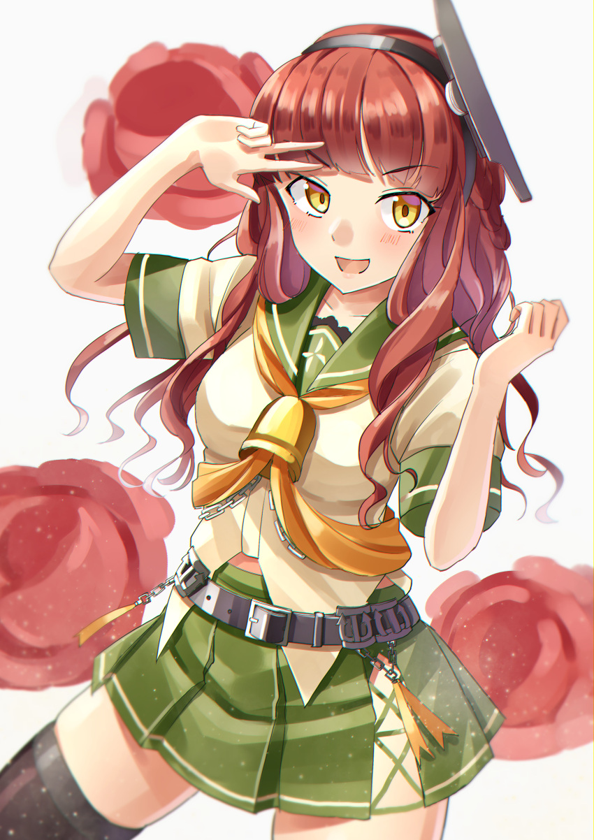 1girl, absurdres, bangs, bell, black_legwear, blunt_bangs, braid, de_ruyter_(kancolle)
