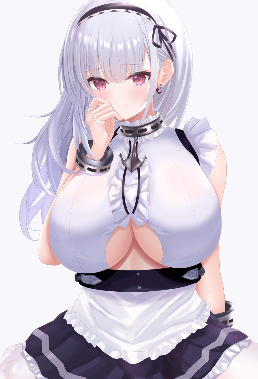 1girl, absurdres, ana_(vvvvor), anchor_choker, anchor_necklace, apron, azur_lane, black_hairband
