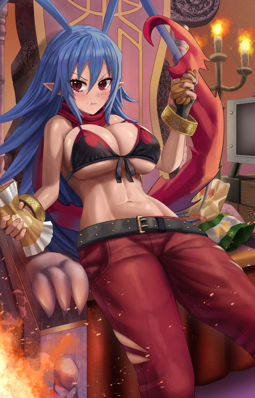 1girl, absurdres, antenna_hair, bikini, blue_hair, breasts, disgaea, disgaea_d2