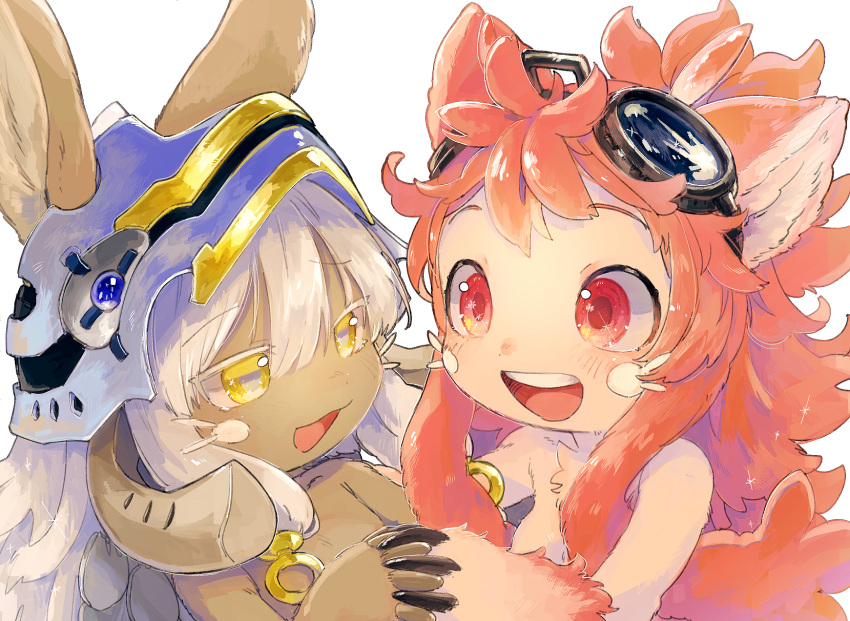 1girl, 1other, :3, akamtvahosi, animal_ears, animal_hands, blue_headwear, brown_fur