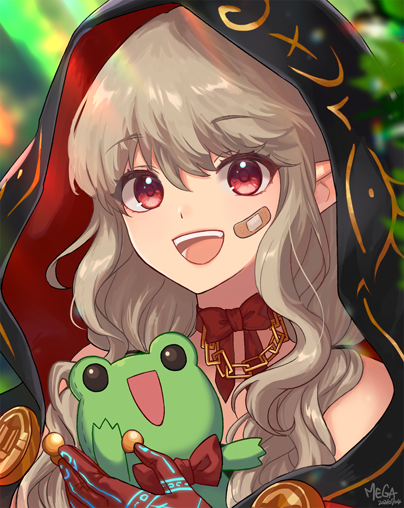1girl, chain, dungeon_and_fighter, face, fluocae, gloves, hood, ikki_the_vikki