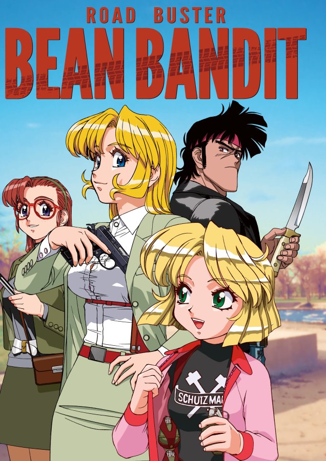 bag, bean_bandit, becky_farrah, black_eyes, black_hair, black_shirt, blonde_hair, blue_eyes