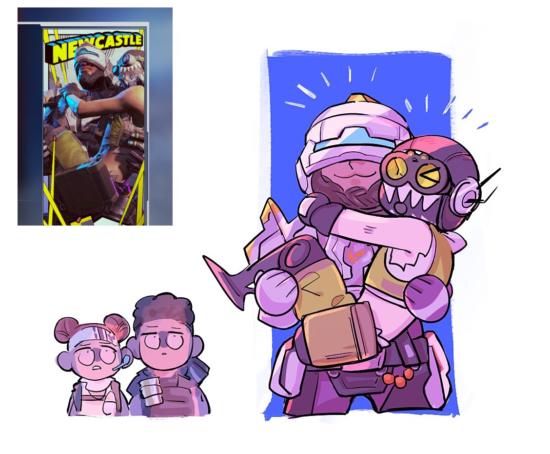 >_<, 2boys, 2girls, :3, apex_legends, bangalore_(apex_legends), beard, black_gloves